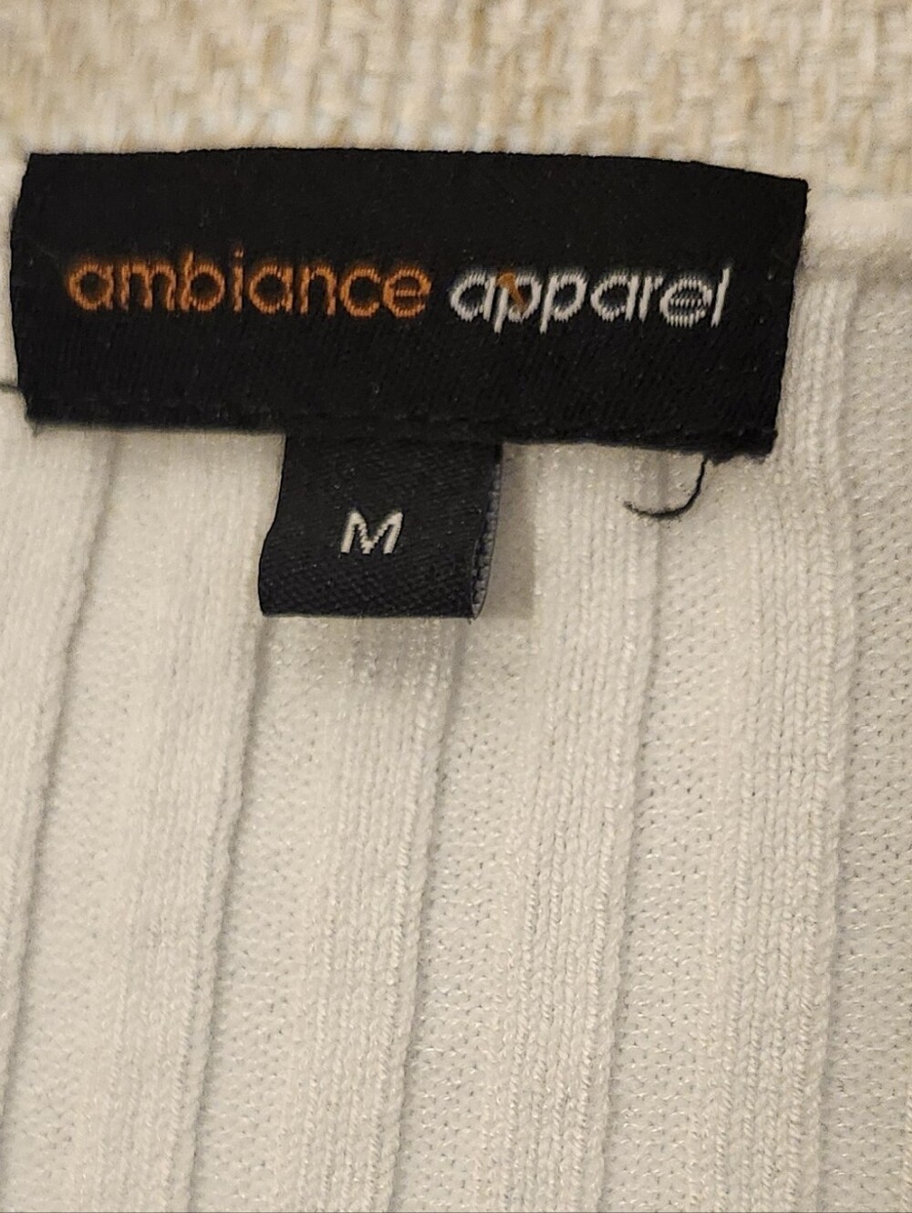 Ambiance Cream Ribbed V-Neck Sweater - Picture 3 of 7
